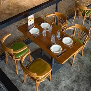 Cheap Fast Food Table And Chairs Retro Industrial Solid Wood Cafe Chairs From China