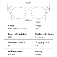 Lunettes Intelligentes IA CY03 en Gros avec Caméra HD 800W Pixels, Haut-parleurs Ouverts Doubles, Assistant Vocal IA GPT – Lunettes de Soleil pour Hommes et Femmes
