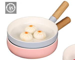 Baki Makanan Dalam Nampan Makanan Penggunaan Harian dengan Pegangan Kayu Cina Tulang Halus Bulat Biru Putih Merah Muda - Product Image 1