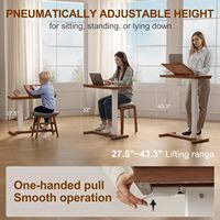 Table de lit en bois massif avec roulettes, plateau inclinable réglable, bureau mobile pour lit d'hôpital, support pour ordinateur portable, noyer