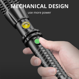 Spiked Club <b>Flashlight</b> <b>Rechargeable</b> Led Handheld Emergency Multi Functional Waterproof Tactical Light - Product Image 4