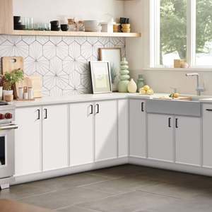 Gabinetes de Cocina Modernos de Lujo Estilo Shaker Francés, Isla de Piedra de Mármol, Revestimiento de Pared, Montaje en Pared, Garantía de 5 Años, Almacenamiento de Madera, Bisagras - Product Image 1