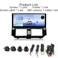 Autoradio Android à écran large horizontal pour Toyota Prado, ensemble complet avec 360 °   Kit de caméra panoramique à vue aérienne