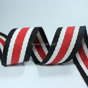 2/2.5/3.2/3.8/5 CM Recycled Striped Cotton Webbing For Bag Strap