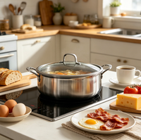 Marmite à soupe en acier inoxydable 3 plis grande capacité, batterie de cuisine nid d'abeille, casserole compatible induction pour la cuisine