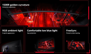 Xiao-<span class=keywords><strong>Mi</strong></span> monirot ME3L G34WQI <span class=keywords><strong>34</strong></span>นิ้ว180Hz mprt 1ms หน้าจอโค้ง1500R แผง IPS 21:9 sRGB 99% GB - Product Image 4