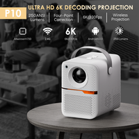 Mini-projecteur DLP portable avec WiFi6, prise en charge du décodage 4K, BT5.4, Android 14, haut-parleurs intégrés, LED 250 lumens, pour cinéma en extérieur