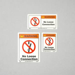 Autocollants adhésifs de signalisation de sécurité « Attention : Aucun raccordement lâche » – Symbole interdictionnel universel, texte gras, imperméables et résistants aux rayures - Product Image 2