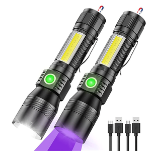 Nieuwe Usb Oplaadbare 7 Modi Zaklamp Groothandel Type-C Opladen Paarse Zoom Nood Multi-Functionele Outdoor Uv Zaklamp
