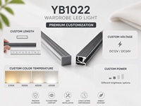 Éclairage LED linéaire mince pour armoire, installation sur le bord avant, pour hôtel, placard, meuble de maison, armoire YB1022-22