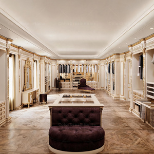 Armario de Madera Maciza de Lujo con Tallados Dorados Estilo <span class=keywords><strong>Imperio</strong></span> Francés, Armario Clásico con Columnas para Dormitorio, Mueble de Guardarropa - Product Image 1