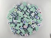 Jeu de Mahjong professionnel américain à 4 couches, 160 tuiles, bleu pâle, en acrylique lourd, Blue Willow