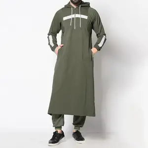 High Quality Plus Size Middle East Islamic Hooded Thobe Robe Clothes Arabic Muslim Men Traditional Muslim Abaya