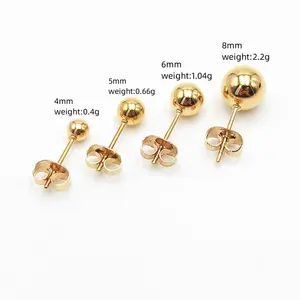 gold filled earring findings Stainless Steel Beads Stud Earrings Simple Peas Stud Piercing softball earrings materials making