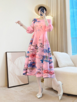 Fabricant de robes plissées de style coréen - Vente en gros de robes imprimées à col rond et grandes tailles, tendance