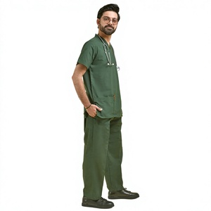 Ensemble de blouses/chemises d'hôpital unisexe gris en coton et polyester tissé, avec détection d'aiguilles ODM, fusion sans couture, marque personnalisée - Product Image 1