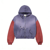 Sweat à capuche surdimensionné personnalisé pour homme, coupe ample, en tissu épais, avec logo brodé personnalisé, patchs, blocs de couleur, effet vintage délavé et vieilli