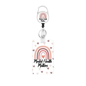 Valentine's Day Heart Rainbow <b>Badge</b> Scroll Portable <b>Security</b> Clip with Back Clip Heavy Duty Carabiner Small Card - Product Image 5