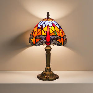 Lightslighting Lámpara <span class=keywords><strong>de</strong></span> mesa <span class=keywords><strong>de</strong></span> estilo tulipán <span class=keywords><strong>de</strong></span> vidrieras europeas <span class=keywords><strong>de</strong></span> 8 pulgadas - Product Image 1