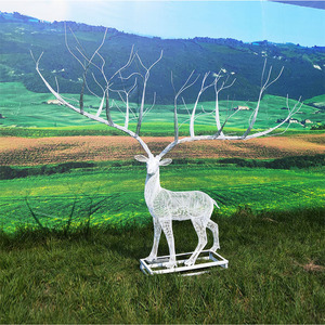 Outdoor Christmas Lawn Decoration Glowing Animal Landscape Metal Stainless Steel Hollow Deer Sculpture <b>Mesh</b> <b>Wire</b> Carving - Product Image 1