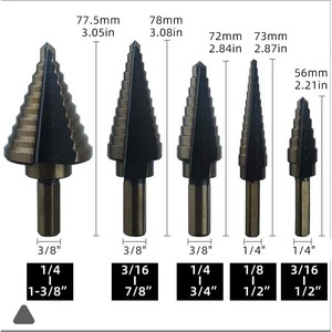 Yiduo British Standard Pagoda <b>Drill</b> <b>Bit</b> Set 1/4-1-3/8 3/16-7/8 1/4-3/4 1/8-1/2 3/16-1/2 Steel Countersink Impact <b>Drills</b> - Product Image 3