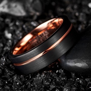 Trendy High Quality Custom Waterproof Jewelry Twist Low Moq <b>Men's</b> Wholesale Black and Gold <b>Tungsten</b> Carbide <b>Rings</b> for <b>Men</b> - Product Image 2