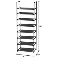 Étagère à chaussures moderne à double niveau avec cadre métallique, organisateur de rangement pour chaussures peu encombrant, étagère à chaussures empilable en tissu non tissé