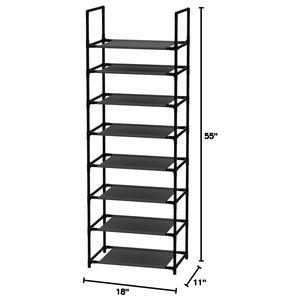 Étagère à chaussures à 10 niveaux avec structure métallique, organisateur de rangement pour chaussures peu encombrant, étagère à chaussures empilable en tissu non tissé - Product Image 4