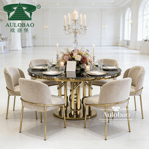 Modern Restaurant Stainless Steel <b>Round</b> Wedding <b>Tables</b> and Chairs for Events - Product Image 1