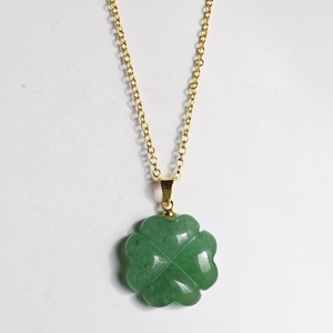 도매 천연 원석 그린 아벤츄린 925 스털링 실버 크리스탈 네잎클로버 목걸이 펜던트 - Product Image 4