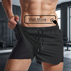 Custom Made Men's High Waist 2-in-1 <b>Running</b> Gym <b>Shorts</b> Solid Pattern Breathable & Waterproof Quick Dry 5'' <b>with</b> Pockets <b>Liner</b> - Product Image 3