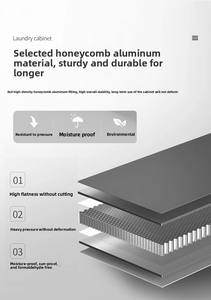 อ่างล้างหน้าควอตซ์หรูหราพร้อมตู้ติดผนัง, กระจกอัจฉริยะ LED, ชุดตู้ห้องน้ำอลูมิเนียมสำหรับซักผ้า - Product Image 5