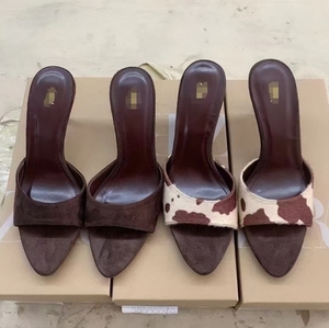 F11015 ZA Chaussures Femme Vente en Gros Dames <span class=keywords><strong>à</strong></span> Enfiler Talons Aiguilles Fines Chaussons Marron Soldes Chauds Sandales <span class=keywords><strong>à</strong></span> Talons Bout Pointu Chaussons En Stock - Product Image 1