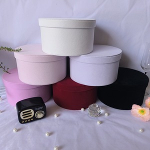 Boîte cadeau ronde en velours de style coréen, emballage de <span class=keywords><strong>bonbons</strong></span> de mariage, vintage, exquis, boîtes noires vides - Product Image 1
