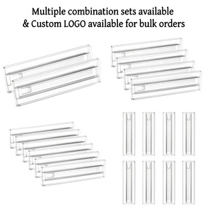 Diviseurs de tiroirs extensibles en plastique transparent épaissi, séparateurs organisateurs à longueur réglable pour armoire de cuisine, placard, étagère - Product Image 3