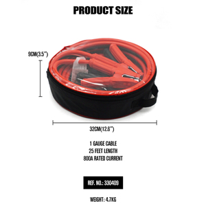 Câbles de cavalier 1 calibre 25 pieds Câbles d'appoint robustes <span class=keywords><strong>avec</strong></span> sac de transport Jump Start Batteries mortes ou faibles pour <span class=keywords><strong>voiture</strong></span> - Product Image 2