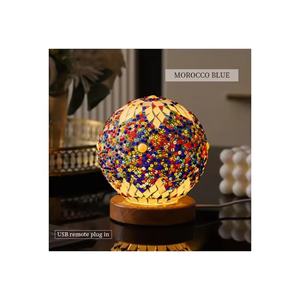 Lampe de table de style turc avec mosaïque en verre, veilleuse bohème, boule décorative d'inspiration marocaine pour chambre à coucher - Product Image 2
