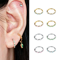Anneau de piercing interne en titane stérile F136 de 16G avec zircone cubique taille marquise, pour l'oreille, le nez, le septum et le corps