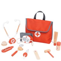 Juego de Juguetes de Imitación Montessori de Fabricante Directo, Juego de Médico de Madera de Haya Roja Sólida para Niños, Divertido Juego de Roles para Niños