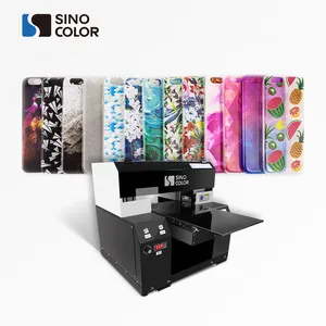 SinoColor new arrival 2 i1 heads 1440dpi phone case business pvc plastic card bottle uv flatbed leather printer with white ink