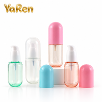 Flacon cosmétique en PET de 40 ml, 60 ml, 100 ml avec pompe à lotion à bec de canard et capuchon coloré pour l'emballage de soins de la peau en voyage