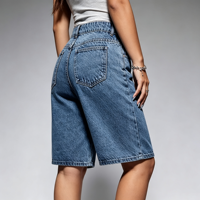 Celana Pendek Denim Wanita High Waist Wide Leg Jorts Model Baggy Bermuda Gaya 90an Streetwear 5 Kantong Grosir