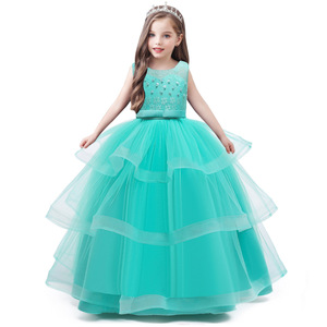 Vestido de princesa para niñas, vestido de fiesta de tul rosa, largo, sin mangas, con lazo y lentejuelas - Product Image 3