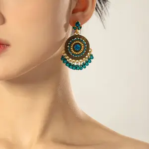 个性化波西米亚时尚女式耳环奢华镶嵌锆石高饰品魅力女式耳环复古配饰