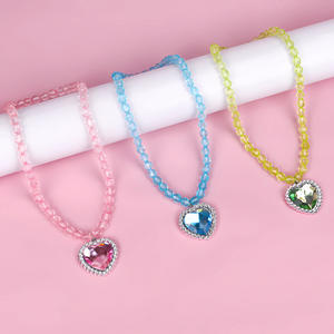 Collana con Perline per Bambina Stile Cartone Animato, Collana con Cuore in Cristallo e Diamante, Collana per Bambini Tema <span class=keywords><strong>Frozen</strong></span> - Product Image 2