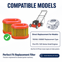 Filtre à air ovale en gros pour tondeuse à gazon, élément filtrant d'admission de moteur durable, cartouche de nettoyage pour équipement de jardin extérieur