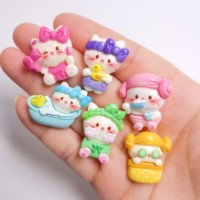100 PIÈCES Cabochons en résine à dos plat, série animaux de dessin animé (miniatures de chats), pour épingles à cheveux, scrapbooking, bricolage, décoration intérieure et accessoires d'artisanat