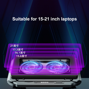 Refroidisseur ergonomique à double ventilateur pour ordinateur portable RGB Gaming Laptop Cooling Pad avec support de téléphone Produit en stock - Product Image 4