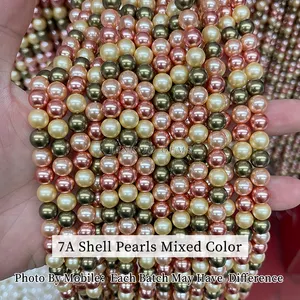 Wholesale 2-20MM Colored Dazzle 7A Natural Shell Pearl Outside Plated White Beads Round Loose Spacer Beads For Jewelry Making