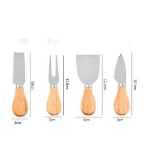مجموعة أدوات الجبن من 4 قطع بمقبض خشبي من الفولاذ المقاوم للصدأ للبيع بالجملة ، موزع الجبن - Product Image 6